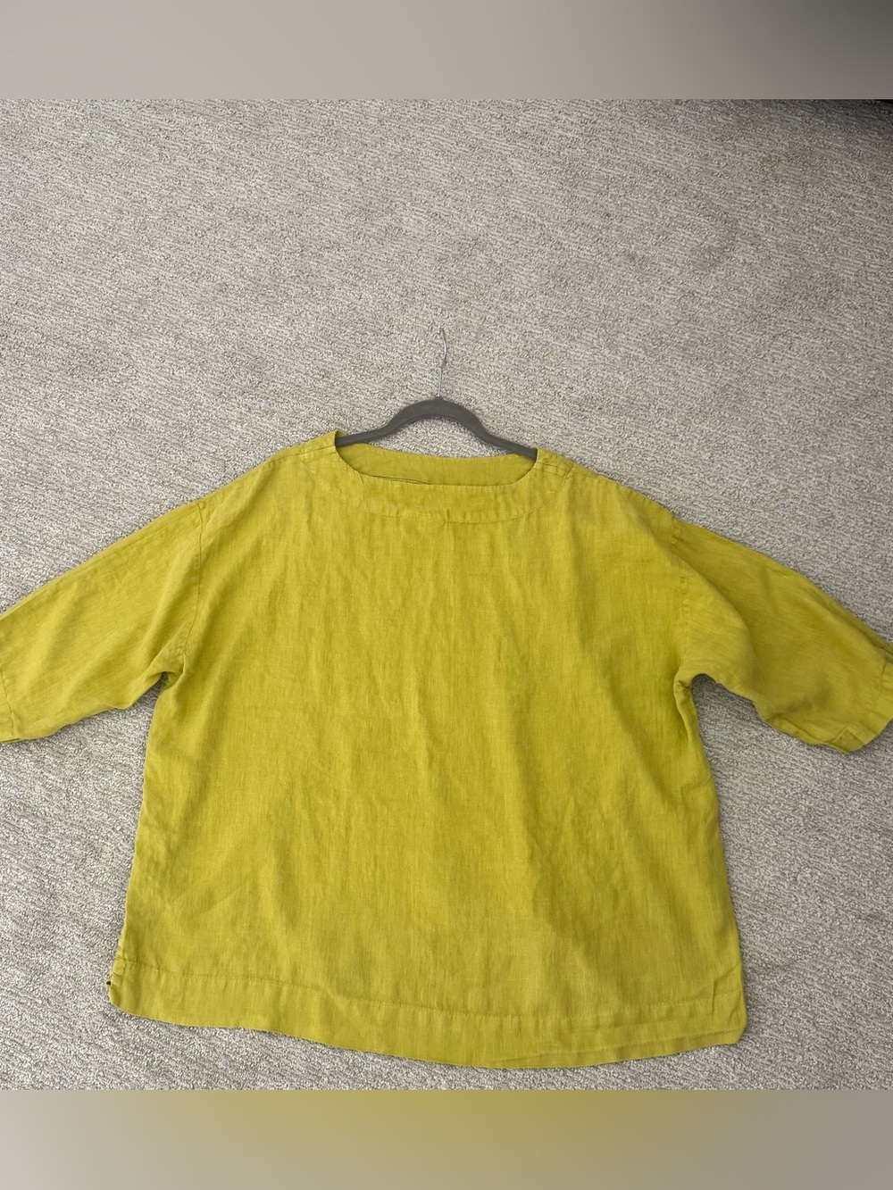 Bryn Walker Short Sleeve Yellow Linen Tunic Blouse Asymmetrical Large - Picture 4 of 7